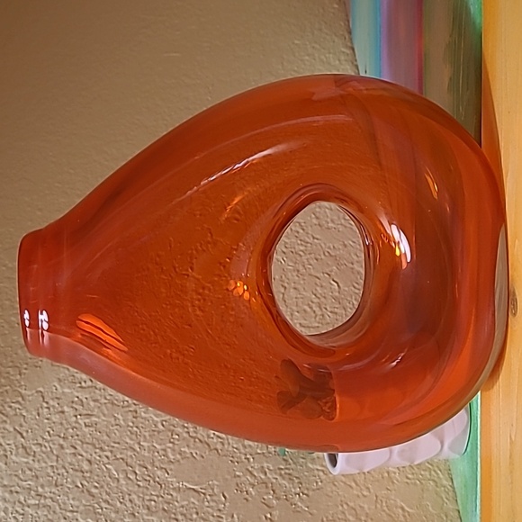 Orange Glass Donut Hole Teardrop Vase - Picture 5 of 7